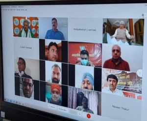 State President of Bharatiya Janata Party Mr. Madan Kaushik and BJP National General Secretary, State In-charge Mr. Dushyant Kumar Gautam, in view of the rising corona infection situation in the state, the control room in-charge of all the districts created by the BJP to assist the corona affected In a virtual meeting with the in-charge and district heads, called for mobilization on the war footing to protect the corona epidemic from awareness and help of the affected.