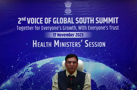Dr. Mansukh Mandaviya delivered the keynote address at the Health Ministers' Session at the 2nd Voice of the Global South Summit 2023